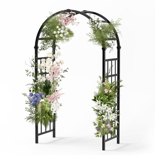 VINGLI Vinyl Garden Arbor, PVC Wedding Arch for Ceremony Party, Garden Trellis for Climbing Plants Outdoor, Arch Backdrop Stand for Garden, Backyard, Lawn (Black, 59.8in) - color: Black, size: 59.8in