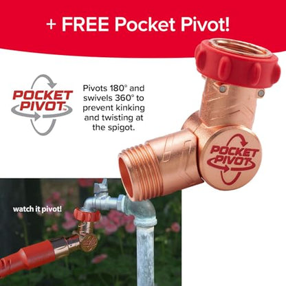 Pocket Hose 25 FT Copper Head Hose, Pocket Pivot, No Tangles, Anti-Burst