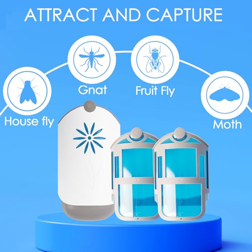 2 Flying Insect Trap for Indoors, Plug in Fly Trap Bug Catcher for Gnats Captures Fruit Flies, Mosquito and Gnats, Gnat Traps for House Indoor