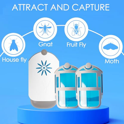 2 Flying Insect Trap for Indoors, Plug in Fly Trap Bug Catcher for Gnats Captures Fruit Flies, Mosquito and Gnats, Gnat Traps for House Indoor