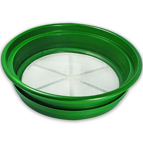 SE 13.25 Inch Wide Stackable Classifier Gold Prospecting Pan - 1/50 Inch Stainless Steel Mesh Sifting Pan, Green - size: 1/50 inch, style: Pans