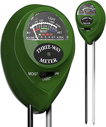 Trazon Soil pH Meter 3-in-1 Soil Tester Moisture, Light, pH, Meter Tool for Garden, Farm, Plant, Outdoor, Indoor, Lawn Care, Water Soil, Soil Hygrometer Sensor for Gardening, Test Kit for Garden