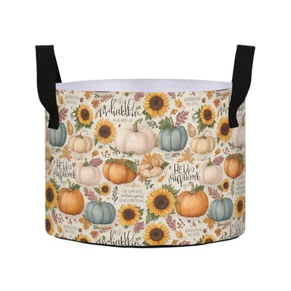 10 Gallon Grow Bags 1 Pack Plant Fabric Pots Flower Nursery Garden Vegetable Small Plant Pot 16.1 x 11.8 in Large Indoor Planter with Handles Beige Pumpkin Sunflower Autumn Classic - color: Beige Pumpkin Sunflower Autumn Classic, size: XL16.1x11.8in