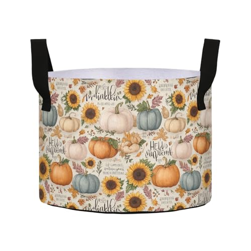 7 Gallon Grow Bags 1 Pack Plant Fabric Pots Flower Nursery Garden Vegetable Small Plant Pot 14.2 x 9.8 in Large Indoor Planter with Handles Beige Pumpkin Sunflower Autumn Classic - color: Beige Pumpkin Sunflower Autumn Classic, size: L14.2x9.8in