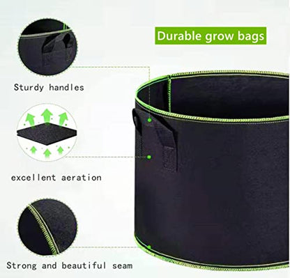 Niurui 5-Pack 30 Gallon Grow Bags Heavy Duty 320G Thickened Nonwoven Fabric Pots Plant Grow Bags with Handles,for Low Stress Plant Training Fruits, Vegetables, and Flowers(Black) - size: 30 Gallon