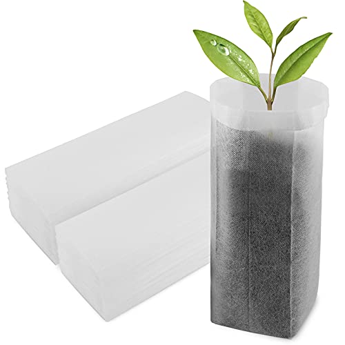 100pcs Nursery Bags for Plants - 7.87x13.77 inches Breathable Plant Grow Bags, Fabric Grow Seedling Pots for Vegetable, Fruit, Flower - color: White, size: 7.8"x13.7"/Pack of 100