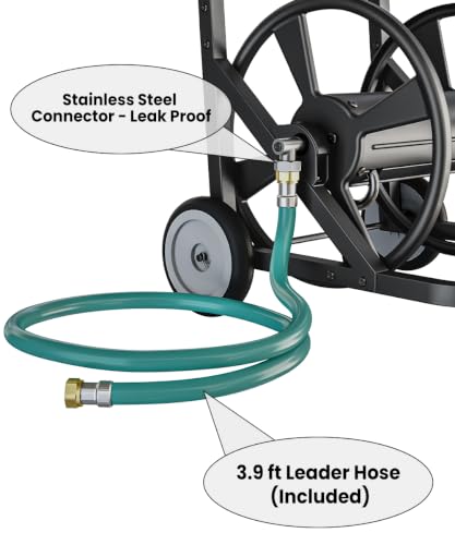 Artigarden Garden Hose Reel Cart with Wheels, Outdoor Water Hose Cart Black - color: Black, size: Holds 125 ft