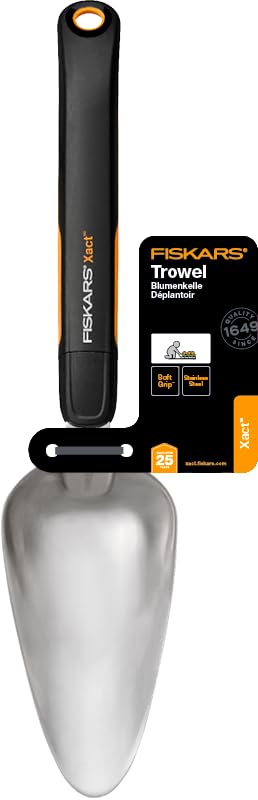 Fiskars Xact Trowel, Length: 37.5 cm, Black/Orange, Stainless Steel/Plastic, 1027043 - style: trowel