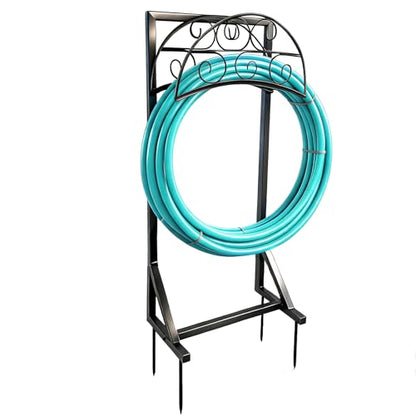 Garden Hose Holder, Heavy Duty 4 Spikes Water Hose Stand, Freestanding Hose Hanger Holds 150FT, Stable Hose Storage Organizer for Outside Yard Lawn