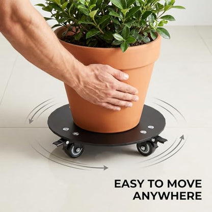 Plant Caddy with Wheels, 3.0mm Thick Heavy Duty Steel Rolling Plant Stand, 500 lbs Load Capacity, Indoor Outdoor Plant Dolly for 12 Inch Flower Pots, Garden Plant Mover with Casters - size: Metal