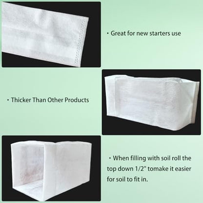 Belit 50 Pcs 10.2" H Deep Nursery Grow Bags, Non-Woven Plants Pots Container for Starting Rooted Plants Vegetable, Flower, Seedling Tree - color: White, size: 50 Pcs 7.5"x10.2"