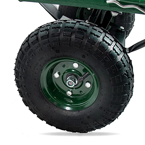 Backyard Expressions Heavy Duty 600 Lbs Capacity Mesh Steel Garden Cart Folding Utility Wagon with Removable Sides and (4) 10 Inch Wheels (Green) - style: 600 Lb