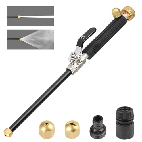 Hydro Jet High Pressure Power Washer Wand - Portable High Pressure Water Gun 2 Nozzles, Power Pressure Washer Hose Nozzle Attachment for Garden Hose, Pressure Washer Wand for Garden or Car Washing - color: Black (2 Nozzles)