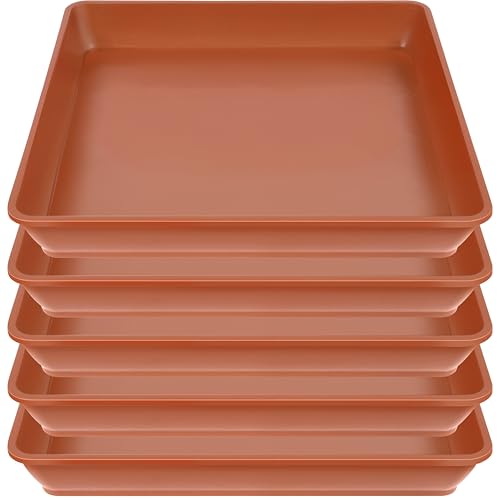 LWALRS 5 Pack Square Plant Saucer, Plastic Plant Water Dray Tray 6 Inch, Heavy Plant Trays for Pots, Planters for for Pots Base Indoors and Outdoors Plants.(6 inch, Terracotta - color: Red, size: 6" (5 pack)
