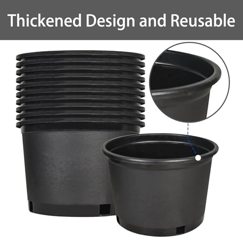 2 gallon Plant Nursery Pot 10-Pack 2 Gallon Short Plastic Garden Planter Pots Flower Seedling Injection Molded Container Seed Starting Pot Set for Indoor Outdoor Plants Seedlings Vegetables Black - size: Short 2 Gallon