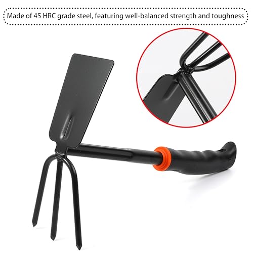 Garden Hoe Weeding Tool 2-in-1 Dual Head Hand Cultivator Iron Tool - color: Black Garden Hoe Set
