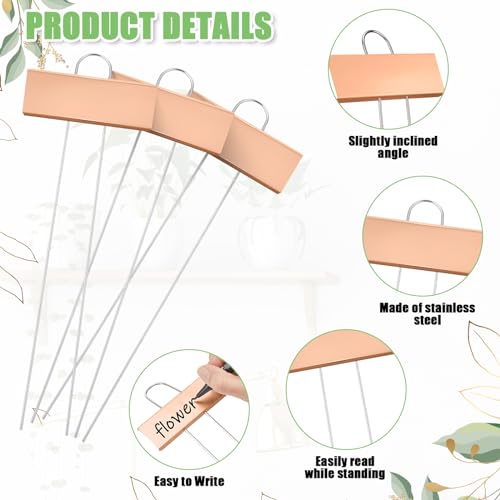 Maitys 38 Pcs Metal Plant Markers Outdoor, Rose Gold Label with Black Ink - color: Rose Gold Label With Black Ink