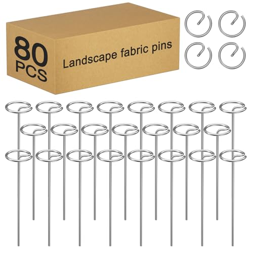 80 Pcs 6-Inch Heavy-Duty Galvanized Landscape Staples – Thickened 8 Gauge Circle Top Pins, Rust-Resistant for Weed Barrier, Landscape Fabric, and Garden Projects - size: 6 in 80 PCS