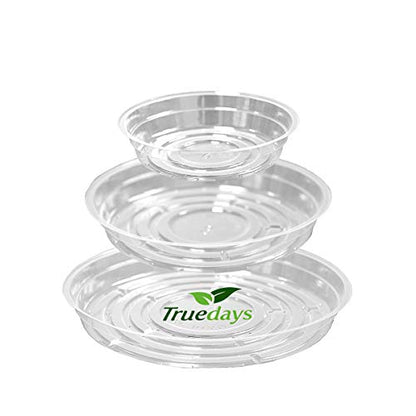 TRUEDAYS 6 Inch 5 Pack Clear Plant Saucers Flower Pot Tray Excellent for Indoor & Outdoor Plants - size: 5-Pack (6'' Only)