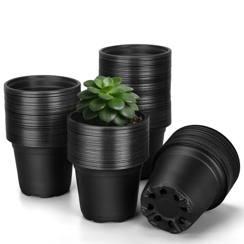 110 Pcs Small Plastic Palnt Pot, 4 5 6 Inch Nursery Pots with Drainage, Seedlings Starter Pots for Plants, Great for Herbs, Cuttings, and Starter Plants (110 pcs, 4 inch) - size: 4 inch