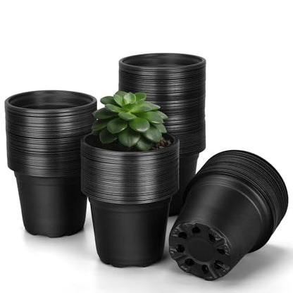 110 Pcs Small Plastic Palnt Pot, 4 5 6 Inch Nursery Pots with Drainage, Seedlings Starter Pots for Plants, Great for Herbs, Cuttings, and Starter Plants (110 pcs, 4 inch) - size: 4 inch