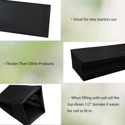 Belit 100 Pcs 13.5" H Nursery Grow Bags, Non-Woven Plants Pots Container for Starting Deep Rooted Plants Vegetable, Flower, Seedling Tree, Black - color: Black, size: 100 Pcs 7.5"x13.5"