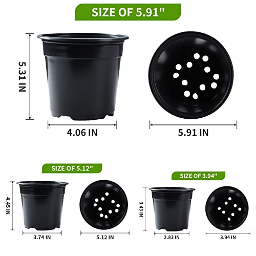 Oubest 30Pack Nursery Pots Plastic for Plants 5 inch Seedling Pots with Drainage Holes Multicolor Flower Seedling Transplanting - size: 5 inch