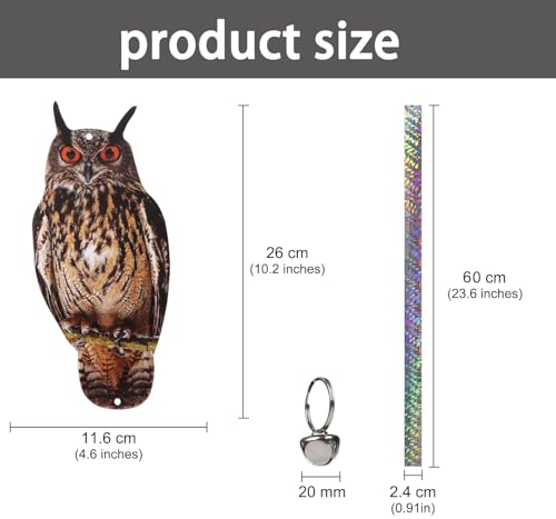 3PCS Hanging Flat Owl to Scare Pigeon Away from Outdoor - color: Brown Owls 3pcs