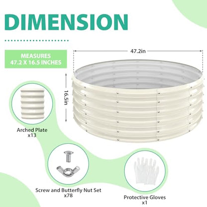 YSEJOMP 17" Tall 48" Diameter Round Raised Garden Bed Kits Outdoor White - color: Cream White, size: 48 Dia X 16.5 inches