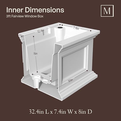 Mayne Fairview 36in Self-Watering Rectangular Window Box Planter, White - color: White, size: 36in
