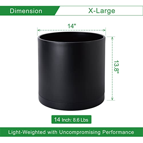 D'vine Dev Plastic Planter Pot with Saucer, 14 in, Black, 74-X-B-4 - color: Matte Black, size: 14 Inch