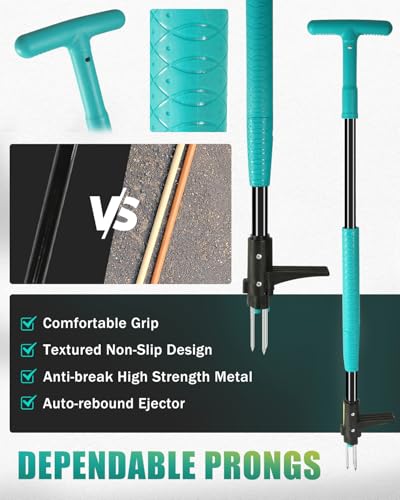 39" Weed Puller Tool, Heavy Duty Detachable Stand Up Garden Weeding Tool - color: Common Teal, size: T-shaped Handle