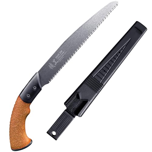 KAKURI Japanese Pruning Saw with Sheath 8.2" for Tree Trimming - Hand Tree Saw for Gardening, Camping, Bushcraft - Non Slip Cork Handle - Made in Japan