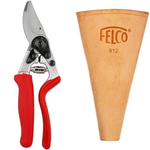 Felco Pruning Shears (F 7) - High Performance Swiss Made One-Hand Garden Pruners & Leather Holster (F 912) - Tool Pouch for Pruning Shears or Construction/Utility Tools