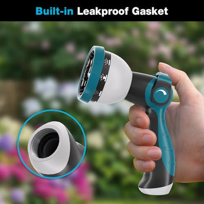 Besiter Garden Hose Nozzle, Hose Sprayer Nozzle with 10 Spray Patterns, Thumb Control On Off Valve,2 Pack High Pressure Metal Water Hose Nozzle for Car Wash, Plants, Pets & Outdoor Cleaning Blue Green - color: GreenBlue
