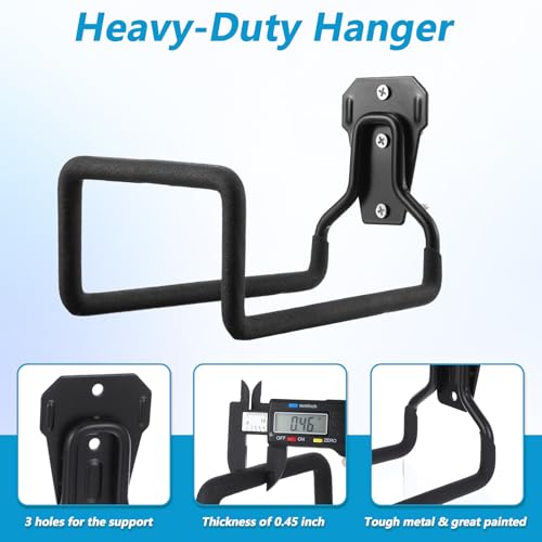 4 Pack Heavy Duty Garden Hose Holder Wall Mount, Metal Black Water Hose Hanger Reel Organizer for Outside Yard Storage