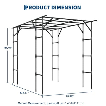 Garvee Metal Garden Arch Trellis for Climbing Plants Outdoor - color: Black-94"L*78"W*114"H