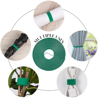 4 Roll Plant Tape Garden Ties, 131 Ft Green Plant Ties for Climbing Plants, 1/2" Adjustable Twist Ties for Plants Support, Reusable Nylon Gardening Tape for Growing, Home, Office - size: 4 Roll,131Ft