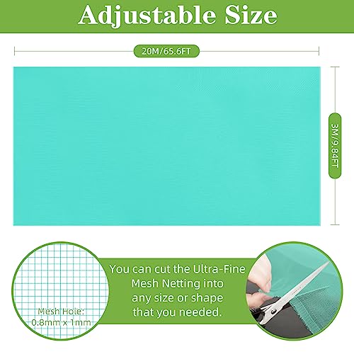 10 x 65FT Garden Mesh Netting, Ultra Fine Mesh Protection Netting Plant Covers Greenhouse Row Cover Raised Bed Screen Barrier Net for Vegetable Fruits Flowers Trees Crops, Green - color: Green, size: 10X65FT