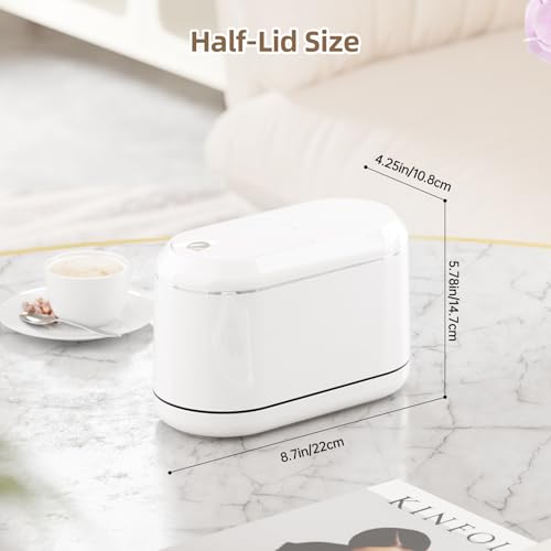 PAVSTINE Mini Trash Can for Desk with 5 Rolls Trash Bags, White Half-Lid - color: White Half-Lid