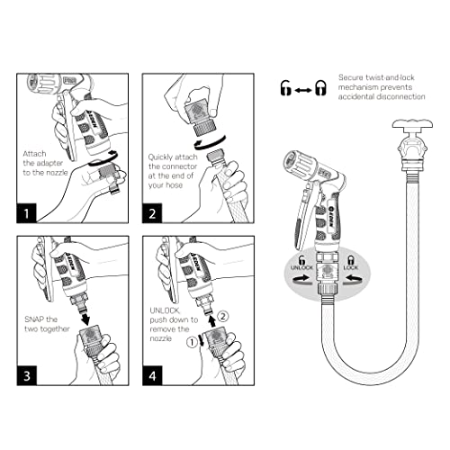 Eden PRO Metal 4-Pattern Hose Nozzle: Front Trigger, Cyclonic Turbo Spray - style: Front Trigger
