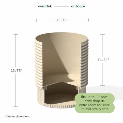 Veradek Mod Series Medium Planter - Round Outdoor Planter with Shelf - color: Sand, size: 17 inch - 2 Pack
