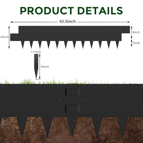 Metal Garden Edging 12 Inch Tall,Steel Landscape Edging 6 Packs - size: 12 inch