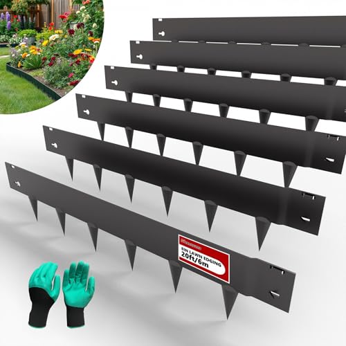 20ft. Galvanized Steel Landscape Edging (6-Pack) – 40" x 8" Metal Garden Border, Hammer-in Lawn Edging for Landscaping, Tree Rings, Yard & Pathway – Black Steel Lawn Edge for Garden Design - color: Black, size: 6 Pack ( 40 x 8IN )