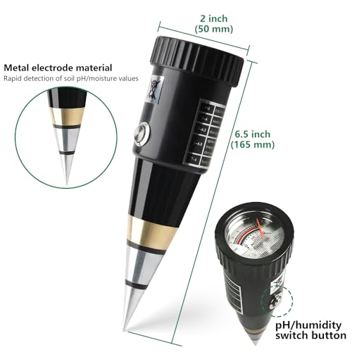 Soil PH Meter, Soil Moisture Sensor Meter, Soil PH Tester Gardening Tool Kits for Plant, Tree, Soil Tester for Moisture Great for Garden, Lawn, Farm, Indoor & Outdoor Use