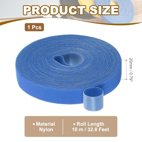 PATIKIL 0.8" x33FT Hook and Loop Tape Double-Sided Nylon Strips Blue - color: Blue, size: 0.8"x33FT