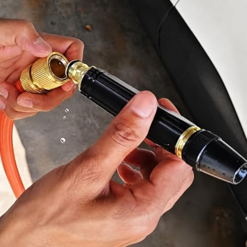 2026 High Pressure Car Wash Nozzle, Adjustable Jet Spray Nozzle for Garden Hose, Heavy Duty Metal Water Hose Nozzle with Quick Connector, Clamps for Car Washing, Patio Cleaning, Watering Plants