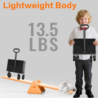 COZEER Wagons Carts Foldable, 180L Folding Heavy Duty Wagon with Wheels - color: Black, size: 180L