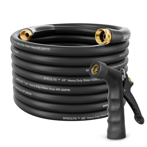 SPECILITE 3/4" Hot/Cold Garden Water Hose 75 ft, -50℉-158℉, Black - size: 3/4in x 75ft