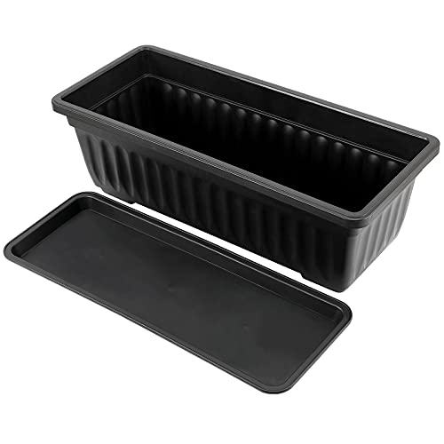 JOIKIT 17 Inches Black Plastic Planter Box, 6 Packs, Good Drainage, Indoor Outdoor Usage, for Garden, Windowsill, Patio, Balcony - color: Black